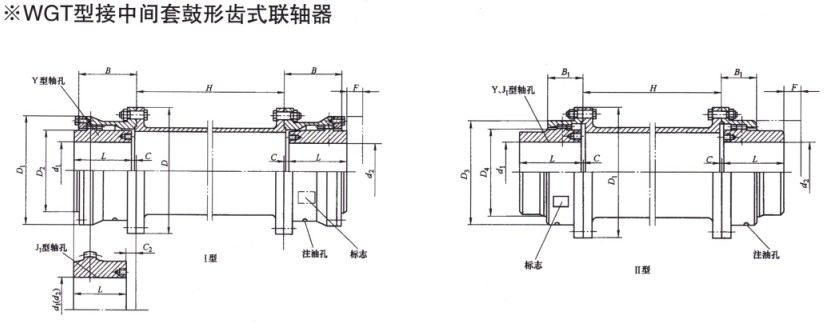 WGT Central Coat Drum Shape Gear Coupling